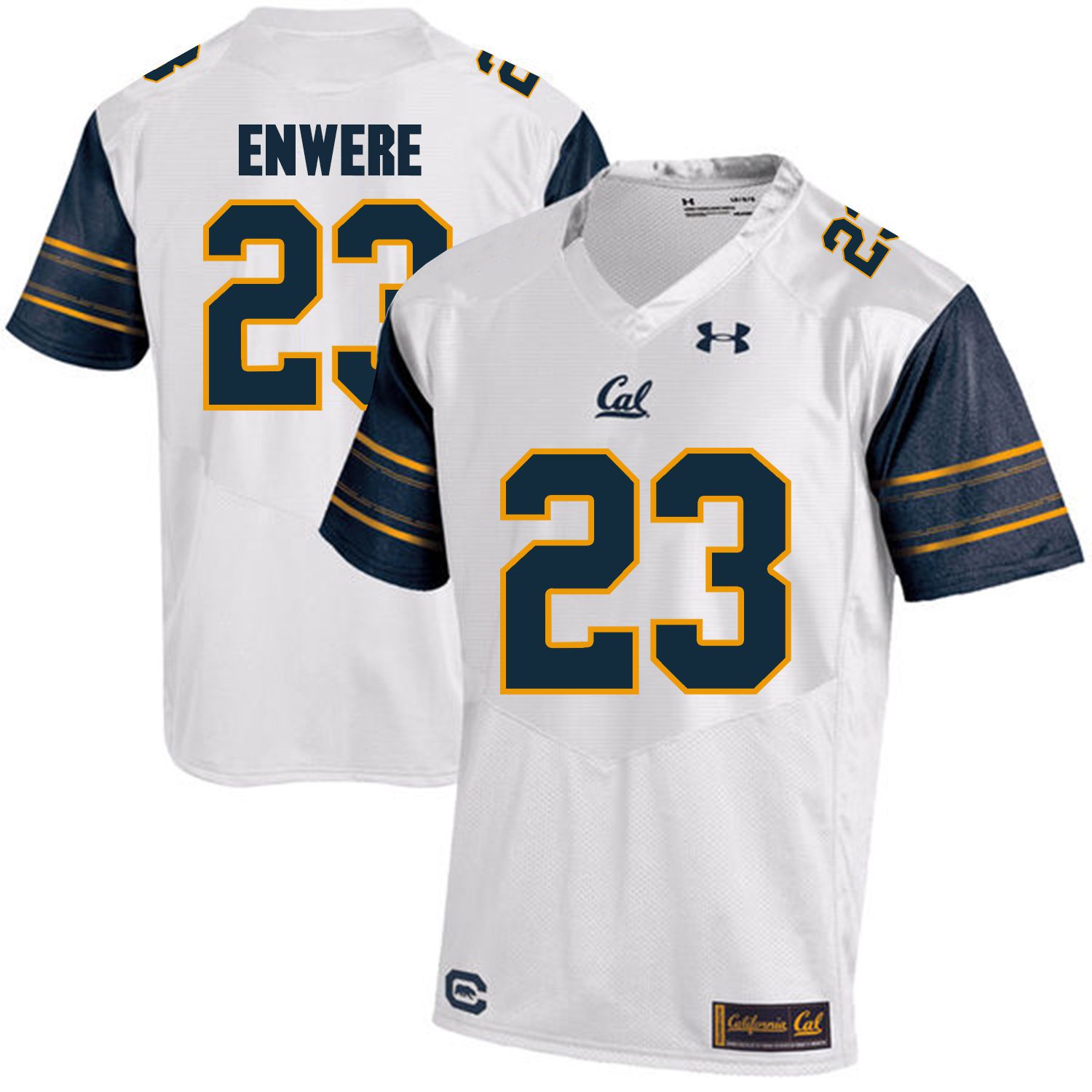 Men California Golden Bears #23 Vic Enwere White Customized NCAA Jerseys1->customized ncaa jersey->Custom Jersey